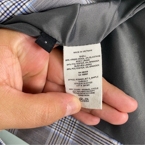Theory Power Jacket 2 Maple Check Plaid Blue Gray Black Sz 2 - Picture 5 of 8